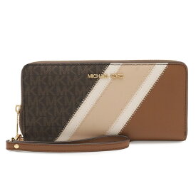 MICHAEL KORS マイケル コース JET SET TRAVEL トラベルコンチネンタル ラージ MKシグネチャー ラウンドファスナー長財布 PVC ブラウン 35R3GTVE7B 【中古】