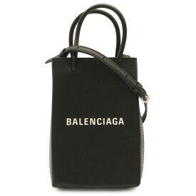 BALENCIAGA バレンシアガ ショッピング フォンホルダー ポシェット ミニバッグ ショルダーバッグ スマホケース 小物入れ レザー ブラック 黒 593826 【中古】