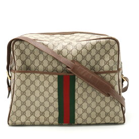 【バッグ】GUCCI グッチ オールドグッチ GGプラス シェリーライン ショルダーバッグ メッセンジャーバッグ ベージュ 茶 ブラウン サンモトヤマ購入品 【中古】