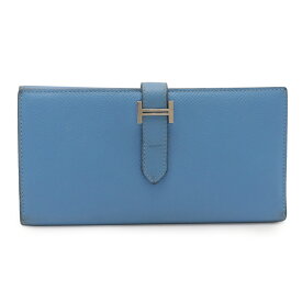 HERMES エルメス ベアン 2PLIS デュプリ 3つ折長財布 三つ折り長財布 ヴォーエプソン レザー ブルーパラダイス 水色 シルバー金具 T刻印 【中古】