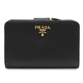 PRADA プラダ VITTELO MOVE 2つ折財布 二つ折り財布 L字ファスナー レザー NERO 黒 ブラック ゴールド金具 1ML225 【中古】