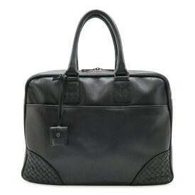 BOTTEGA VENETA ボッテガ ヴェネタ ボッテガベネタ イントレチャート ビジネスバッグ ブリーフケース 書類カバン レザー ブラック 黒 155168 【中古】