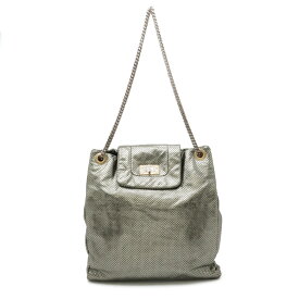 CHANEL シャネル 2.55 パンチング チェーンショルダー ショルダーバッグ チェーントート レザー メタリックグリーン 【中古】