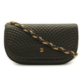 BALLY バリー キルティング チェーンショルダー ショルダーバッグ ポシェット 斜め掛け レザー ブラック 黒 ゴールド金具 【中古】