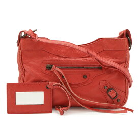 BALENCIAGA バレンシアガ ザ ヒップ ショルダーバッグ ポシェット 斜め掛け 2WAY クラッチバッグ レザー レッドピンク系 ミラー付き 242803 【中古】