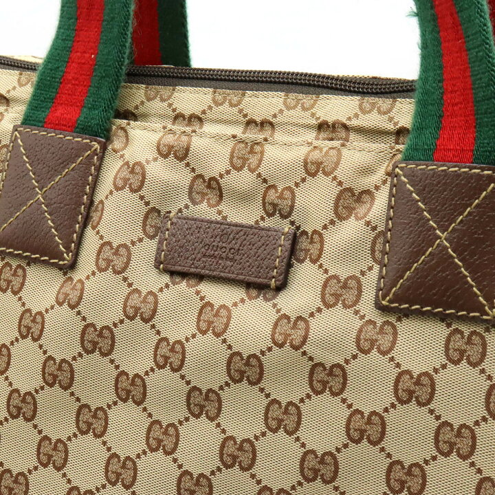 楽天市場】【バッグ】GUCCI グッチ GGナイロン シェリーライン トート  