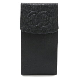 CHANEL シャネル ココマーク 携帯ケース ペンケース 眼鏡ケース マルチケース キャビアスキン レザー ブラック 黒 【中古】