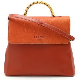 【バッグ】LOEWE ロエベ ベラスケス ツイスト ハンドバッグ 2WAY ショルダーバッグ バイカラー レザー テラコッタ オレンジ ゴールド金具 【中古】