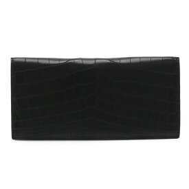 BOTTEGA VENETA ボッテガ ヴェネタ ボッテガベネタ 2つ折り札入れ 二つ折り長財布 クロコダイル マット ワニ革 レザー ブラック 黒 【中古】