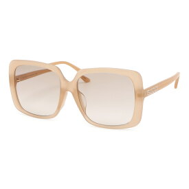 GUCCI グッチ ロゴ サングラス アイウェア スクエアシェイプ ラインストーン ライトブラウングラデーション 度入り ピンクベージュ系 GG0728SA 【中古】