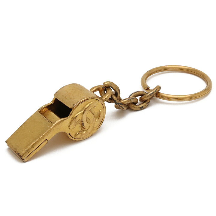 シャネルビンテージホイッスル笛キーリングキーホルダー 