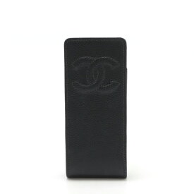 CHANEL シャネル ココマーク ベルトフック　 携帯ケース ペンケース 眼鏡ケース マルチケース キャビアスキン レザー ブラック 黒 A18676 【中古】