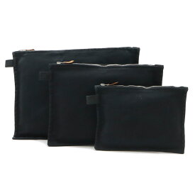 HERMES エルメス ボラボラ ポーチ 3点セット マルチポーチ 化粧ポーチ クラッチバッグ バッグインバッグ コットンキャンバス ブラック 黒 【中古】