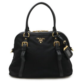 PRADA プラダ ハンドバッグ ナイロン サフィアーノ レザー NERO 黒 ブラック ゴールド金具 国内アウトレット購入品 ストラップ欠品 1BB013 【中古】