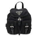 PRADA プラダ トライアングルロゴ ショルダーバッグ チェーンショルダー 2WAY ポーチ ミニリュック型 ナイロン NERO ブラック シルバー金具 BZ0029 【中古】