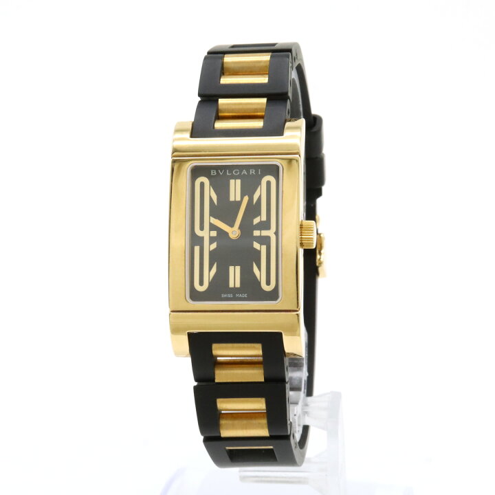 楽天市場】BVLGARI ブルガリ レッタンゴロ ブラック文字盤 K18YG  
