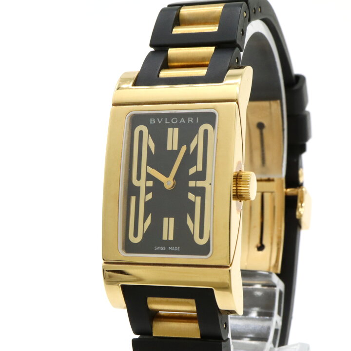 楽天市場】BVLGARI ブルガリ レッタンゴロ ブラック文字盤 K18YG  
