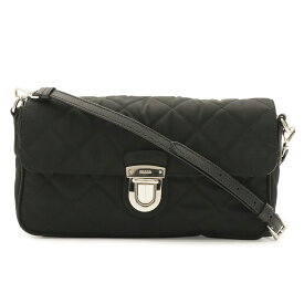PRADA プラダ ショルダーバッグ ポシェット 2WAY クラッチバッグ キルティング ナイロン レザー NERO 黒 ブラック シルバー金具 BT1025 【中古】