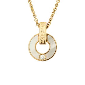 BVLGARI ブルガリ ブルガリブルガリ オープンワーク ネックレス ペンダント K18PG ダイヤモンド 0.06ct マザーオブパール 357546 【中古】
