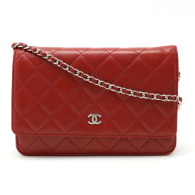 【バッグ】CHANEL シャネル マトラッセ チェーンウォレット ショルダーバッグ ポシェット レザー レッド 赤 シルバー金具 A33814 【中古】