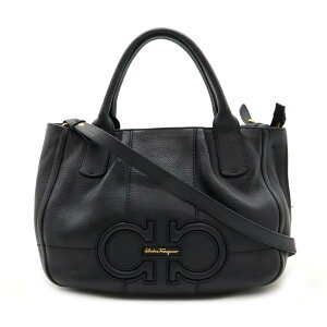 Salvatore Ferragamo サルヴァトーレフェラガモ ガンチーニ ハンドバッグ ベージュ/グレー 14059 レディース【中古】 w1085a