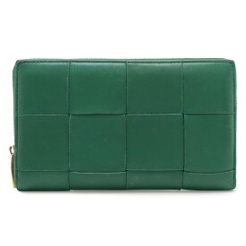BOTTEGA VENETA ボッテガ ヴェネタ ボッテガベネタ カセット ジップアラウンドウォレット ラウンドファスナー 長財布 レザー グリーン 緑 649607 【中古】