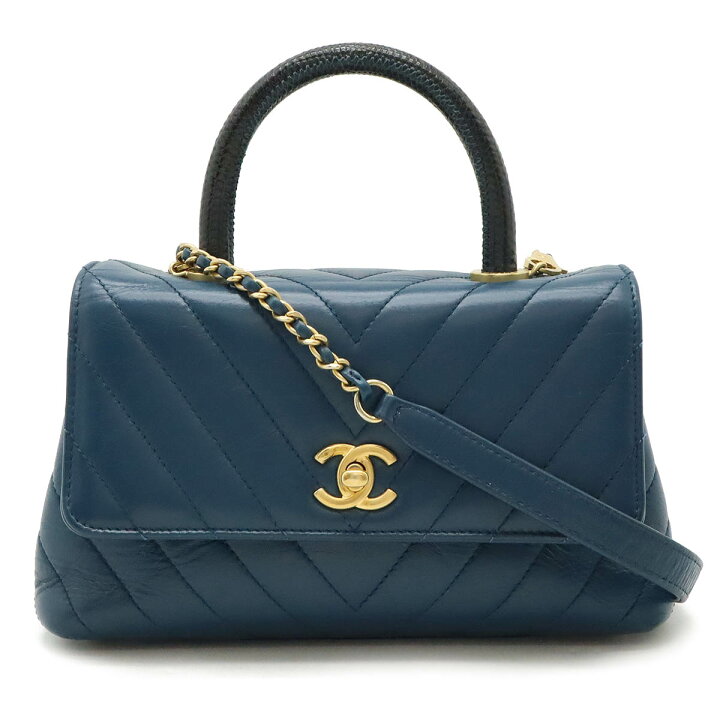 楽天市場】CHANEL シャネル Vステッチ シェブロン ココハンドルXS  