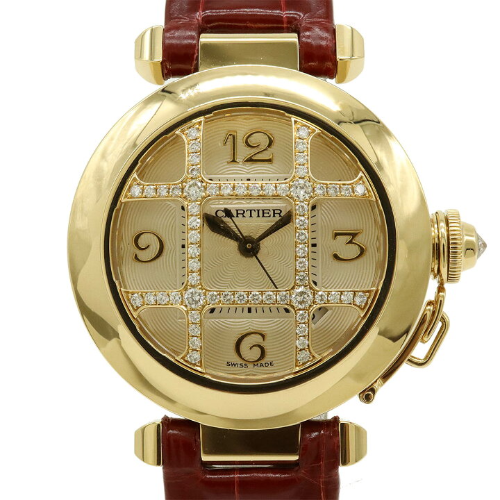 楽天市場】Cartier カルティエ パシャ 32 K18 革ベルト ダイヤグリッド 