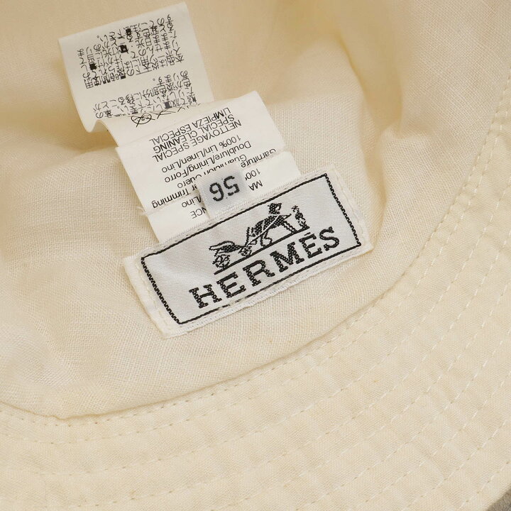 楽天市場】HERMES エルメス Hロゴ 刺繍 バケットハット 帽子 麻100 