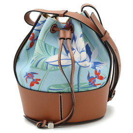 【バッグ】LOEWE ロエベ バルーンバッグ スモール パウラズ イビザ ショルダーバッグ ウォーターリリー 花柄 キャンバス ライトブルー ブラウン 【中古】