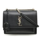 SAINT LAURENT PARIS サン ローラン パリ YSL イブサンローラン サンセット ミディアム チェーンバッグ ショルダーバッグ ブラック 黒 442906 【中古】