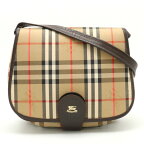 【バッグ】BURBERRY バーバリー Burberrys バーバリーズ ノバチェック ショルダーバッグ ポシェット 斜め掛け キャンバス レザー ベージュ ブラック 【中古】