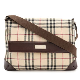 BURBERRY バーバリー ノバチェック チェック柄 ショルダーバッグ 斜め掛け ベージュ ブラウン 茶 シルバー金具 【中古】