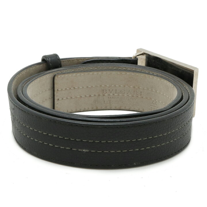 楽天市場】BVLGARI ブルガリ スクエアロゴ ベルト レザー ブラック 黒  