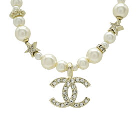 CHANEL シャネル ココマーク CCマーク 星 スター パール チョーカー ネックレス ペンダント メタル フェイクパール ラインストーン B23 A ABB256 【中古】