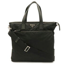 PRADA プラダ トライアングルロゴ トートバッグ ビジネスバッグ 2WAY ショルダーバッグ 斜め掛け ナイロン レザー ブラック 黒 シルバー金具 2VG032 【中古】