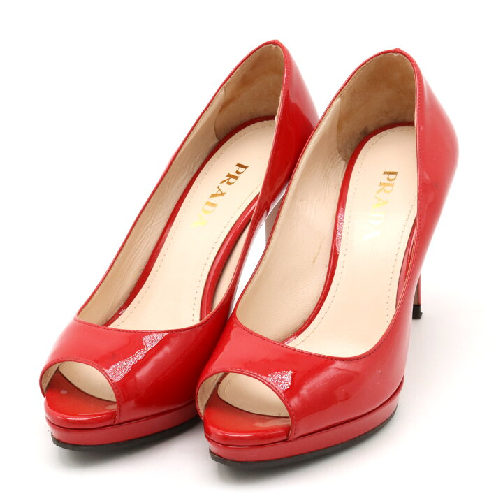 楽天市場】PRADA プラダ オープントゥ パンプス ハイヒール パテント  