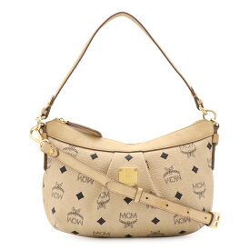 MCM エムシーエム ヴィセトス ロゴグラム ショルダーバッグ ハンドバッグ 斜め掛け 2WAY コーテッドキャンバス レザー ベージュ MWR1SVI27IG001 【中古】