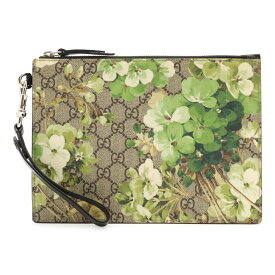 GUCCI グッチ GGブルームス GGスプリーム クラッチバッグ セカンドバッグ フラワー 花柄 PVC レザー カーキベージュ グリーン系マルチカラー 411691 【中古】