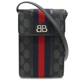 【バッグ】GUCCI グッチ BALENCIAGA バレンシアガ コラボ ザ ハッカー プロジェクト フォンバッグ ショルダーバッグ キャンバス ブラック 黒 680130 【中古】