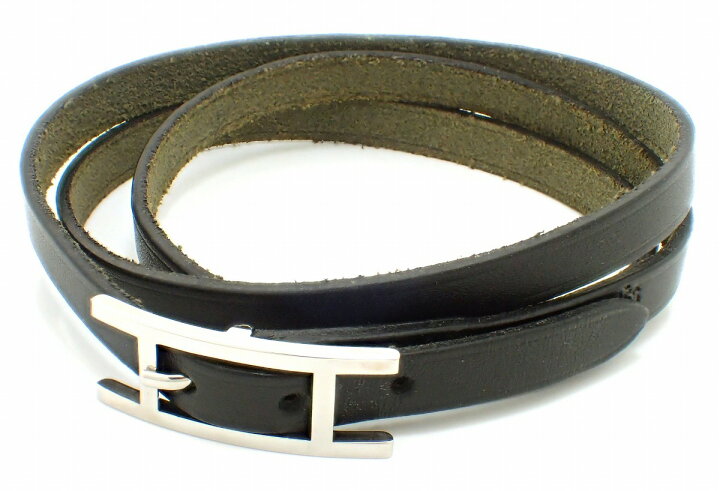 楽天市場】HERMES エルメス アピ3 レザー ブレスレット シルバー金具  