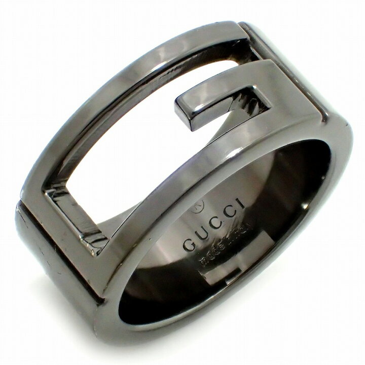 楽天市場】【ジュエリー】GUCCI グッチ ブランデッド Gリング ブラック  