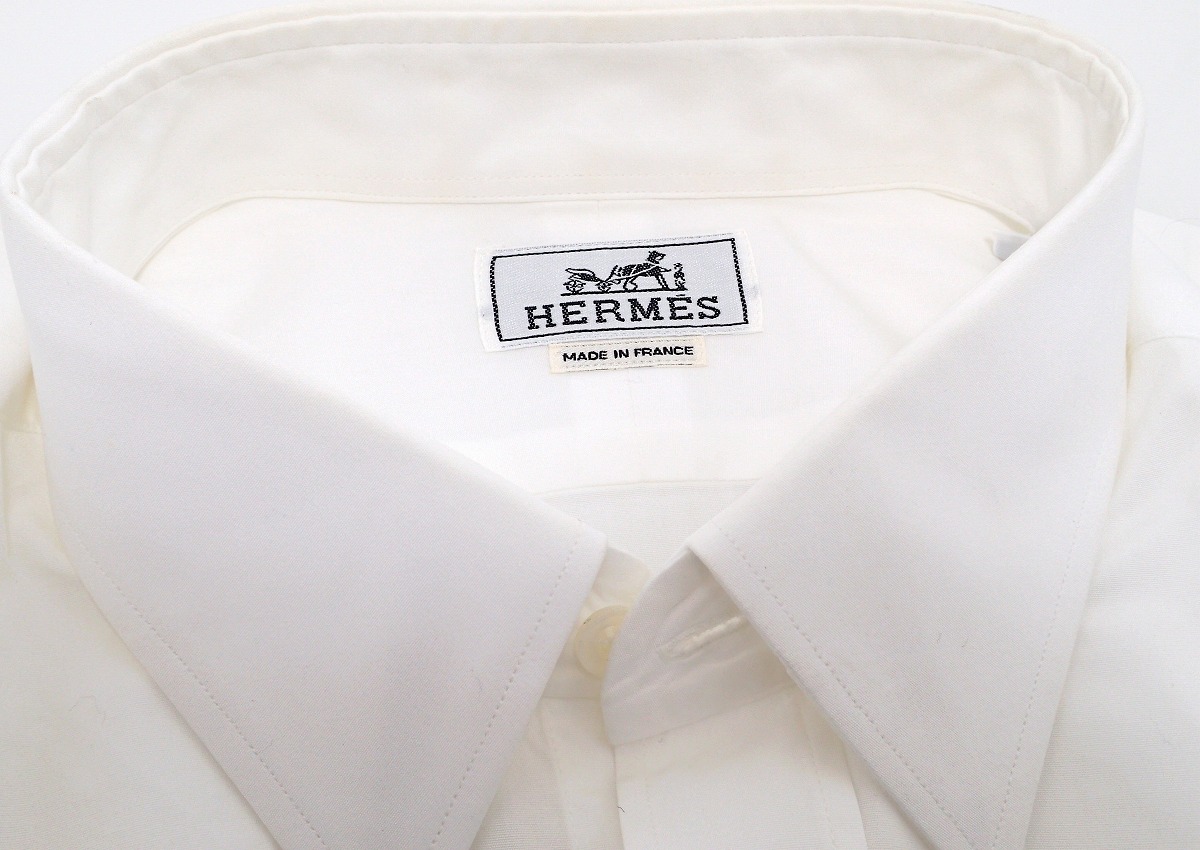 【アパレル】HERMES エルメス シャツ Yシャツ メンズ コットン100% 綿100% 白 ホワイト #43 クリーニング済  【中古】【u】【Blumin/森田質店】【質屋出店】 | Blumin 楽天市場店