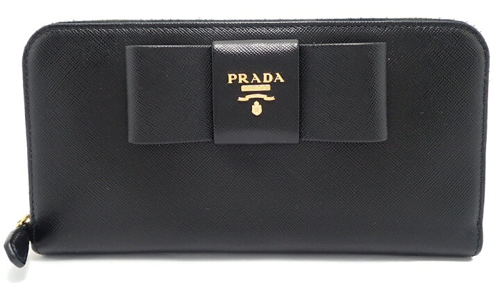 楽天市場】【財布】PRADA プラダ ラウンドファスナー リボン 長財布 