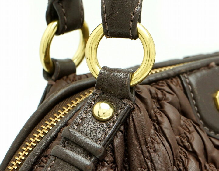 COACH マディソンキルテッド シェブロン バッグ 2WAY ダークブラウン 