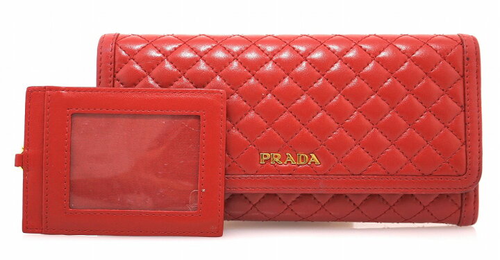 楽天市場】【財布】PRADA プラダ キルティング レザー 2つ折 長財布 赤 