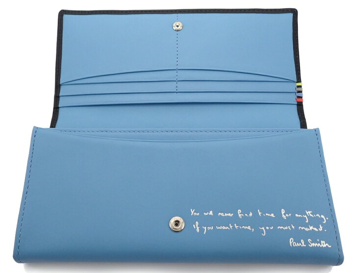 楽天市場 新品未使用品 財布 Paul Smith ポール スミス ポールスミス 長財布 レザー ブラック ブルー ライトブルー K Blumin 楽天市場店 Blumin 楽天市場店