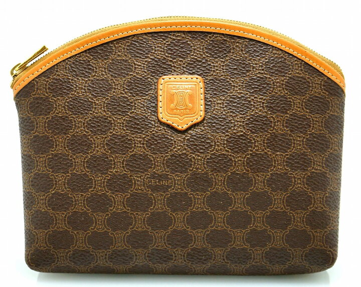 極美品 セリーヌ CELINE マカダム柄 ポーチ 化粧ポーチ コーティング  