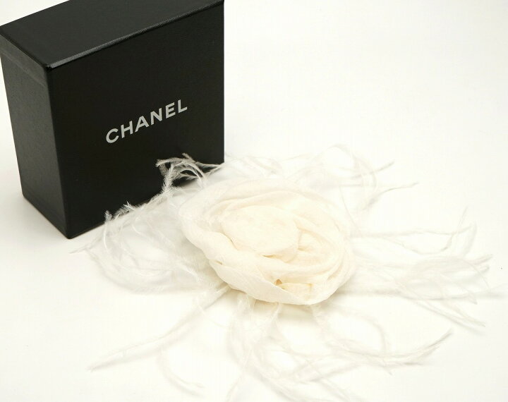 楽天市場】CHANEL シャネル カメリア コサージュ ピンブローチ 白 