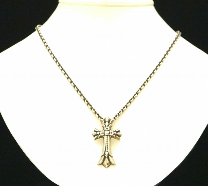 クロムハーツ ネックレストップ 22K スモールダブルCHクロス PAVE  